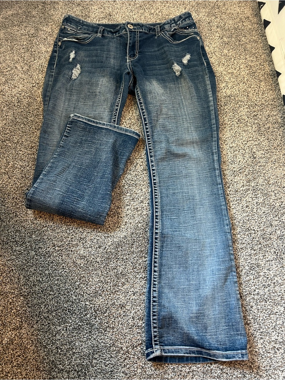 Ariya Women's Distressed Blue Bootcut Jeans